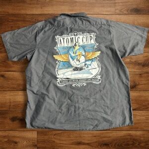 90s Vintage Boat Racing Graphic Button up Shirt